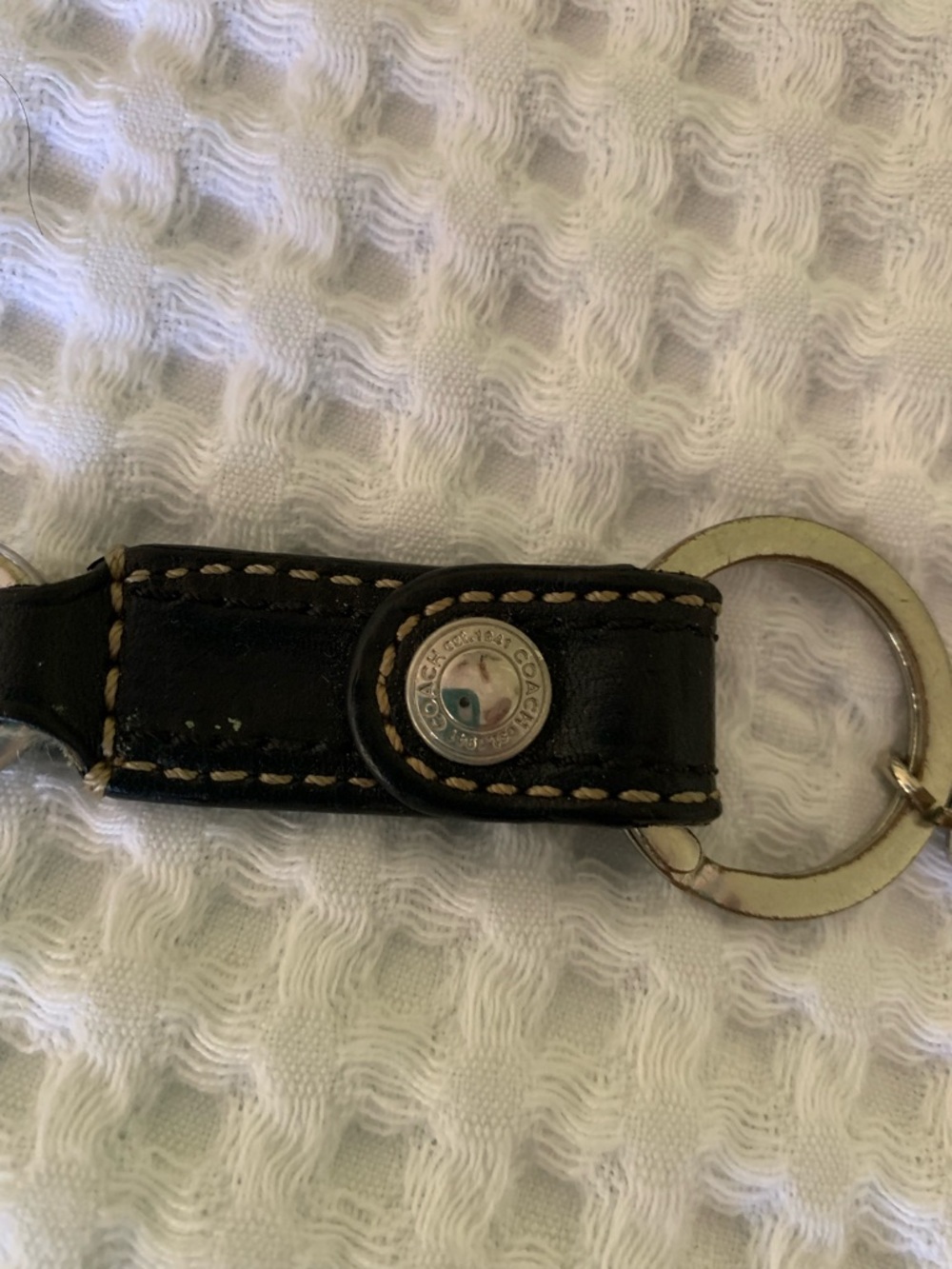 Coach Black Leather Valet Key Ring With Silver Hardware Vintage - Picture 3 of 4